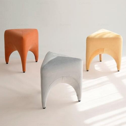 Velvet fabric lower left Nordic fabric sofa stool high rebound sponge filling home living room lazy low stool plastic foot pad s