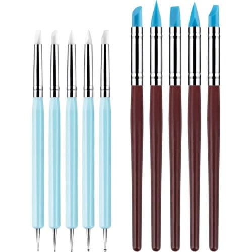 BMBY-10Pcs Silicone Clay Sculpting Tool, Modeling Dotting Tool & Pottery Craft Use for DIY Handicraft