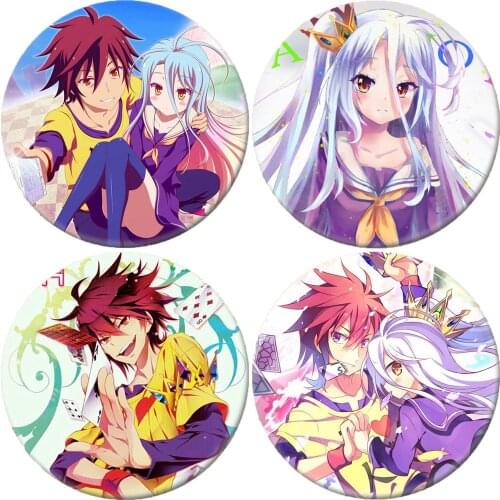 Hot Novel NO GAME NO LIFE Icon 58mm Anime Brooch Pins Breastpin Badge Cartoon Jewelry Handbag Schoolbag Hat Accessories