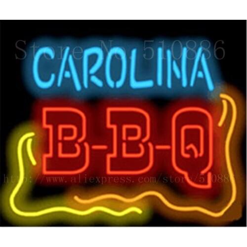 Carolina BBQ Open Barbeque neon sign Glass Tube Businese Handcrafted Light Decor Shop Store Signs Signboard Signage 19"x15"