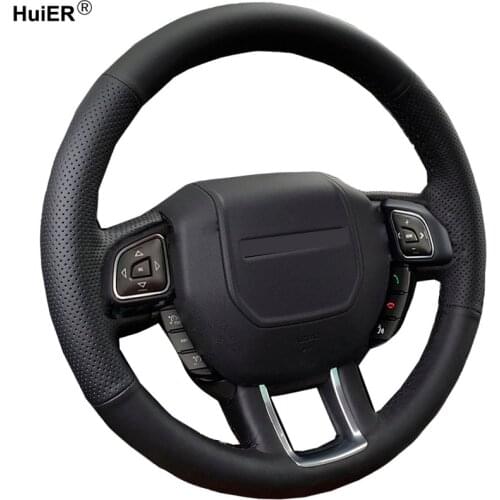 HuiER Hand Sew Car Steering Wheel Cover Microfiber Non-slip For Land Rover Range Rover Evoque 2012 2013 2014 2015 2016 2017 2018