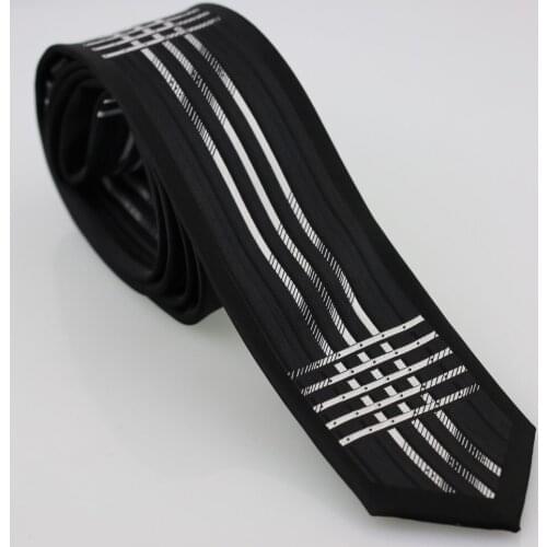 YIBEI Coachella Ties Black Necktie Skinny Silver Across Vertical Striped Grid Tie Slim Gravatas Jacquard Acessorios Masculinos