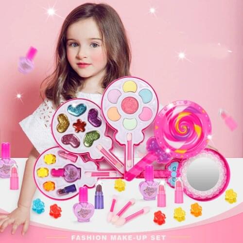 Kids Make Up Toy Pretend Play Girls Beauty Cosmetics Kit Environmental Toys For Girls Dressing Cosmetic Girl Christmas Gifts