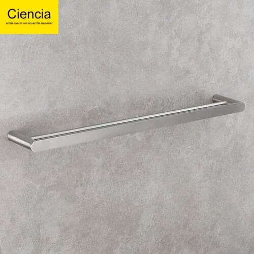 Free Shipping 304 Stainless Steel Double Pole Towel Bar Bathroom Towel Holder Wall Mounted Black Bathroom Towel Bar SBH196