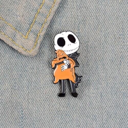 Punk Jewelry Gift for Friends Skeleton Enamel Pin Movie Brooches for Shirt Lapel Bag Halloween Badge