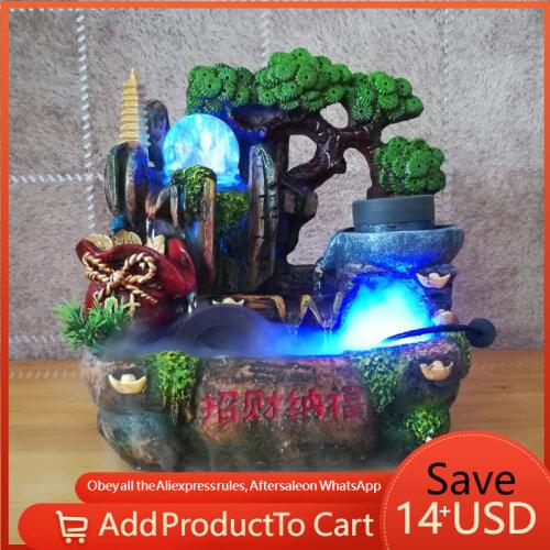 Indoor Water Falls Fengshui Flowing Water Fountain Meditation Helps Resin Crafts LX1703 Desktop Home Decoration