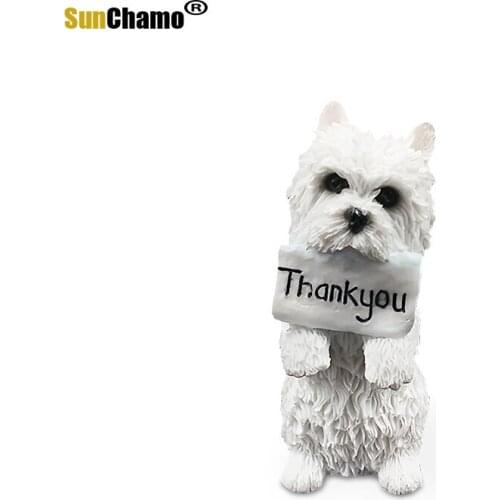Highlands Dog Thank You Simulated Dog Model Car Resin Craft Gifts Figurines Miniatures Decoration Crafts Ornaments Accessories
