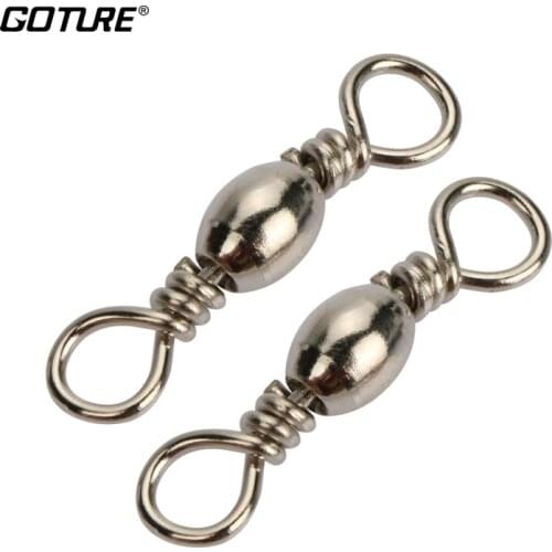 Goture 200pcs Barrel Fishing Swivel Size 14 10 8 6 4 2 1/0 3/0 5/0 Fishing Accessories Hook Lure Connector Rolling Swivels Pins