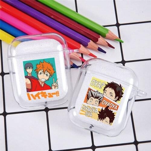 Haikyuu Oya Japan Anime Earphone Case For Apple AirPods 1 2 Soft Protective Cover For Air Pods Cartoon Clear Shell Charging Box