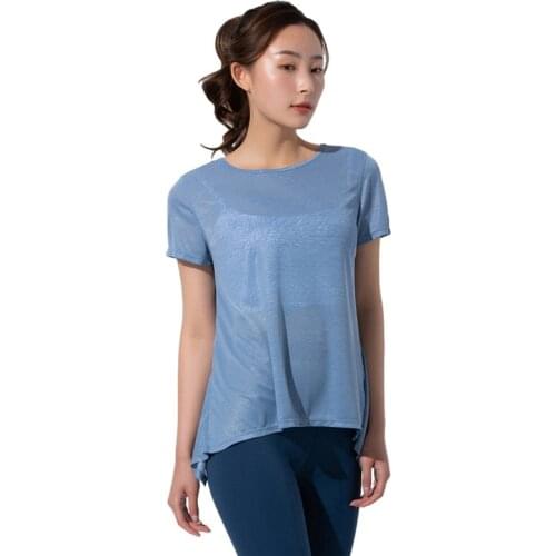 Summer New Women Sports Tops Loose Short Sleeve 2 Wear Yoga Workout Clothes Outdoor Running Breathable T-Shirt Can Be Knotted