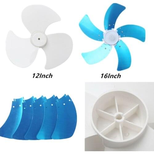 16/12inch Household Aluminum/Plastic Fan Blade 5/3 Leaves with Nut Cover for Standing Pedestal Fan Table Fanner General Accessor