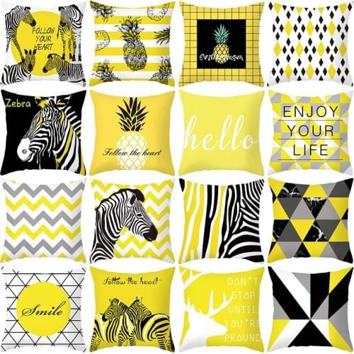 Elk Zebra Pineapple Cushion Cover For Wedding Decoration Stripe Pillow Case Yellow Home Decor 1Pcs Party DIY Accessories