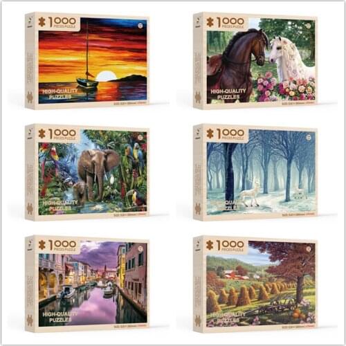 Small Wooden Jigsaw Puzzle 1000 Pieces Adult Children Decompression Leisure Education Toys Creative Gifts