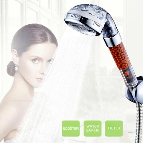 New Shower Bath Head Adjustable 3 Mode High Pressure Stone Stream Handheld Shower Head With Negative Ion Activated Ceramic Balls
