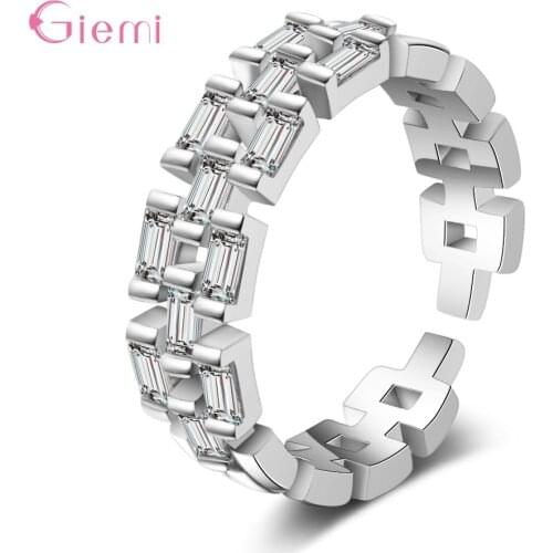 New Arrival Cubic Zirconia Opening Rings For Women Girl White CZ Stone 925 Sterling Silver Fine Jewelry Gifts Party Bijoux