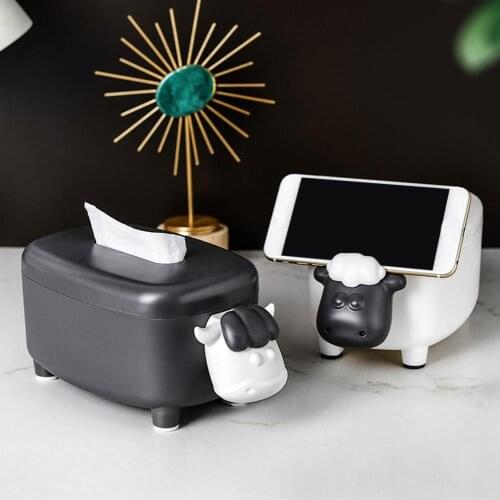 New Tissue Holder Plastic Cartoon Sheep Toilet Paper Storage Box Organizers For Home Living Room Bathroom Accessories