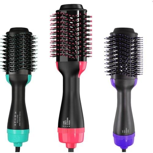 One Step Hair Dryer & Volumizer Salon Hot Air Paddle Styling Brush Negative Ion Generator Hair Straightener Curler