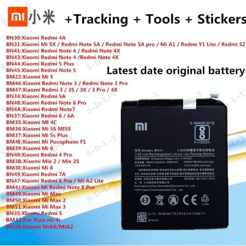 XiaoMi Original Replacement Battery For Xiaomi Mi Redmi Note Mix 2 3 3S 3X 4 4X 4A 4C 5 5A 5S 5X M5 6 6A 7 8 Pro Plus batteries
