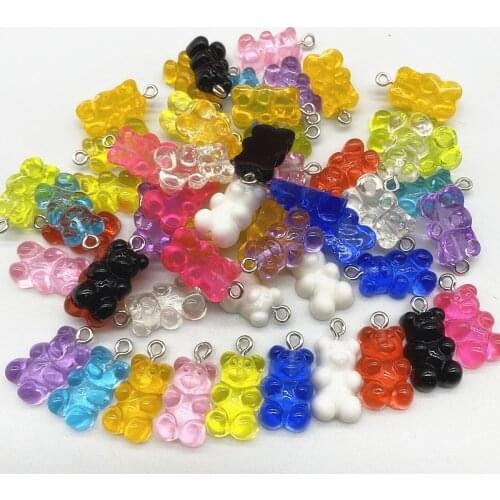 Handmade Cute Jelly Gummy Cartoon Bear Chain Layer Necklaces for Women Candy Color Pendant Female Daily Fine Jewelry Party Gift