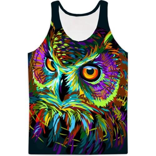 REAL American SIZE Colorful Owl Sublimation Print Tank Top