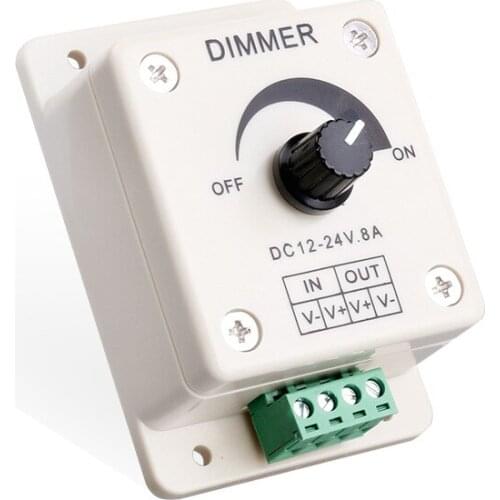 FedEx Free shipping 12V 8A 1 Channel Dimmer PWM LED Light Dimmer Controller 50pcs/lot with Knob Switch DC12-24V constant voltage