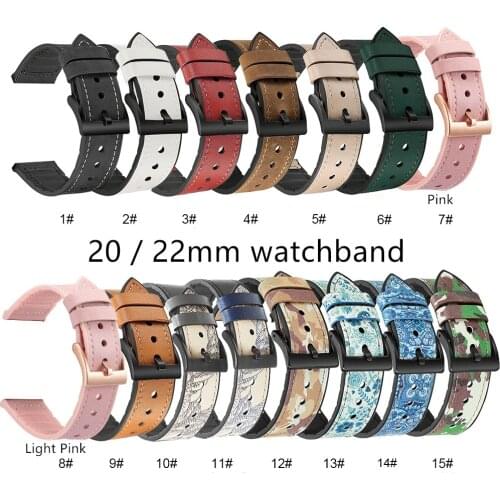 Watch Band 20/22mm Leather Strap For Huawei Watch GT/GT2 Watch Strap Replacements For Samsung galaxy watch 3 4 40mm 44mm Strap