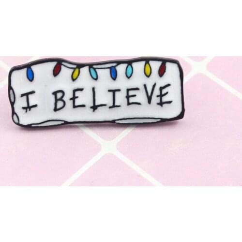 XEDZ I BELIEVE color Festive Brooch Christmas Stranger Things Christmas Lights Unique Lapel Pins Denim Hat Badge Christmas Gifts