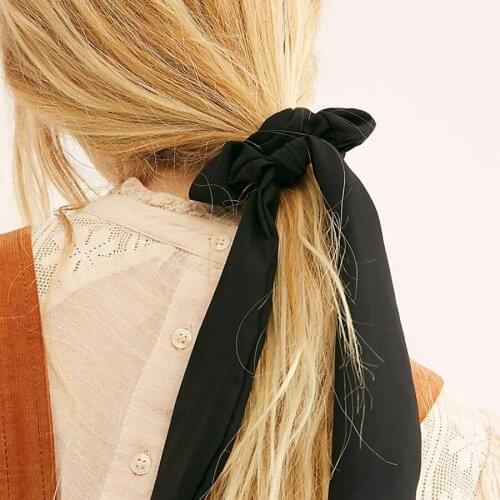 Ruoshui Woman Solid Streamers Scrunchies Girls Hair Ring Ribbon Hair Ties Gum Rope Women Hair Accessories Horsetail Headwear