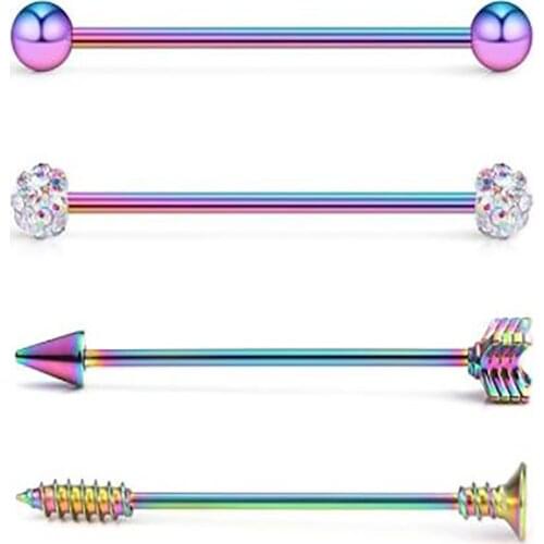 4-12pcs/set Steel Piercing Industrial Earring Piercing Industrial Barbells Bar Scaffold Ear Cartilage Helix 14G Body Jewelry