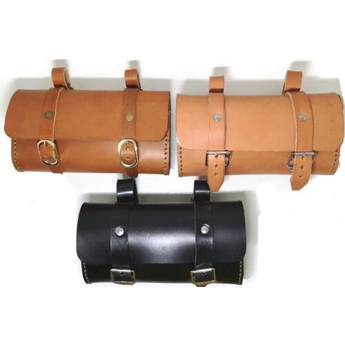 E0985 Retro Bicycle hangback vintage saddle bag bike block package Pure cowhide Handmade Tool bag 180X100X50mm