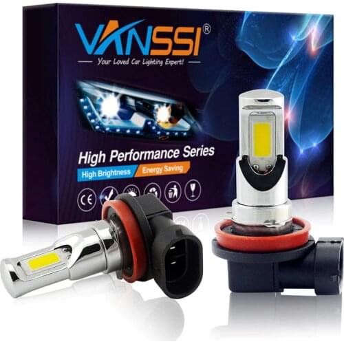 VANSSI 2Pcs H8 H11 LED Bulbs H16 H10 9145 HB3 9005 HB4 9006 LED Car Fog Lamp Super Bright 2400lm DC12-24V Car Driving DRL Lamp