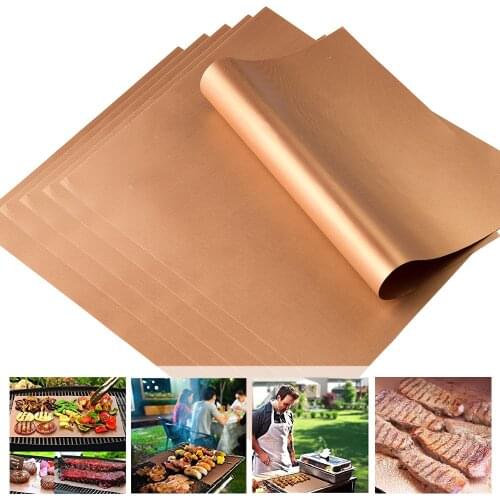 High Quality 6pcs Reusable Non-stick Bbq Home Pad Sheet Fda Eco-friendly Copper Grill Mat Outdoor Baking Mats Burn Oven Liners