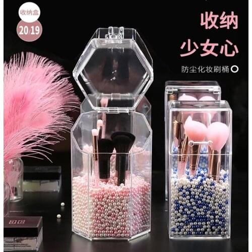 Makeup Brush Storage Box Table Organizer Transparent Clamshell Dustproof Makeup Brush Storage Box