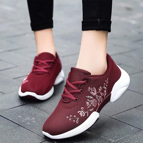 Women Sneakers Floral Mesh Breathable Lace Up Ladies Shoes Flat Platform Sneakers Women Shoes Female New 2020 Comfortable