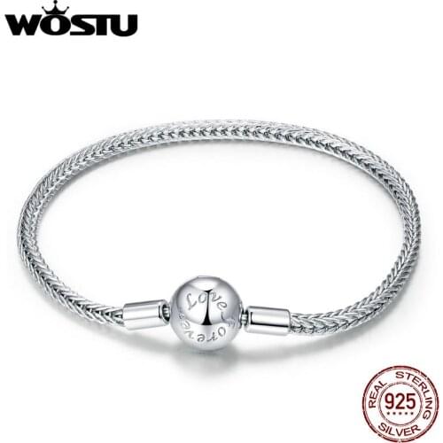 WOSTU Real 925 Sterling Silver Bracelet Forever Love Bracelet For Women Wedding Original Bracelet Authentic Jewelry CQB201