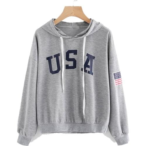 NORA TWIPS 2018 Fashion Corduroy Long sleeves Casual Gray printing Girl Black Loose Pullovers Tops Hooded Woman Sweatshirt