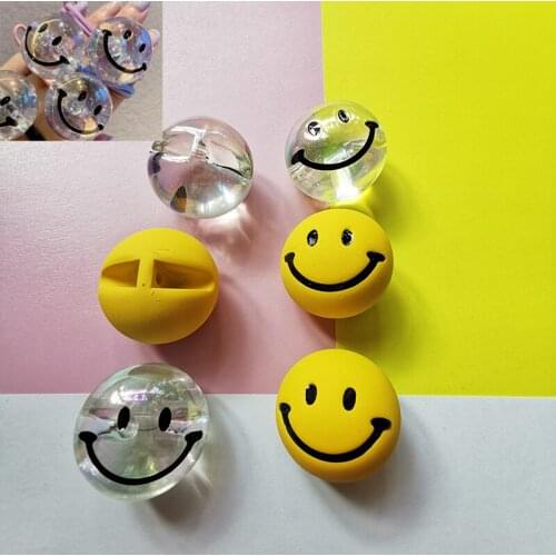 10pcs 33mm diy smile face beads .smilely face hairpin hairband . for woman headwear jewelry making beaded accessories 2020new
