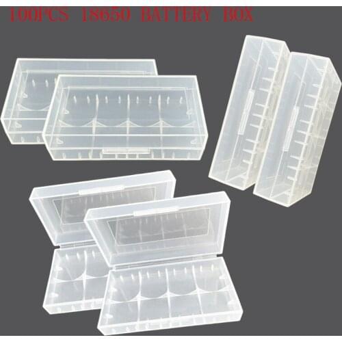 100pcs 2x Cell 18650 Battery Waterproof Storage Case 18650 Transparent Battery Holder Box Hard Plastic Protective Case