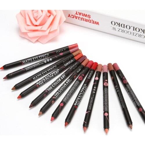 12 Colors Waterproof Lipstick Pencil Silky Matte Lip Liner Long Lasting Cosmetic