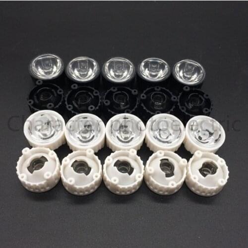 20pcs/lot LED lens for 1W 3w LED light black white holder 20mm high quality 5 10 30 45 60 90 120 degree optical lens