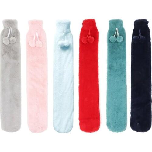 2000ml Plush Cover Hot Water Bottle Long Strip Shape Anti-scald Hot-water Bag