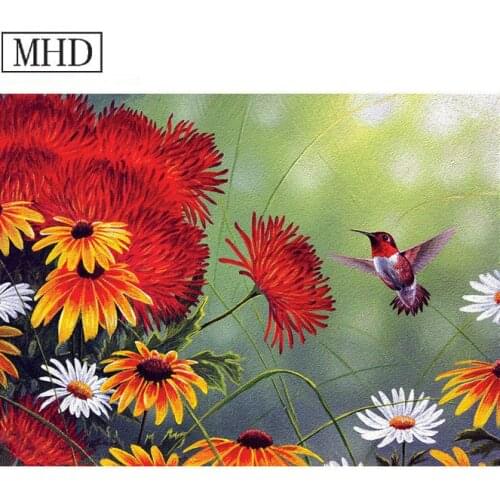 3D hummingbird flower diamond embroidery 5d diy diamond painting cross stitch 3D mosaic home decoration full square drill