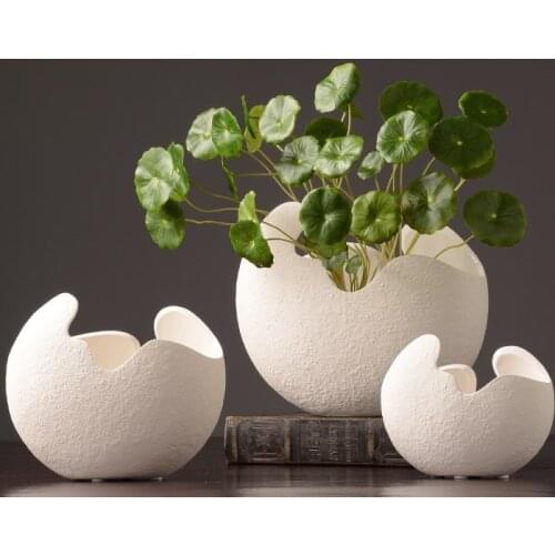 White ceramic eggshell vase simple creative flower fashion home decoration vase living room TV cabinet decoration vase