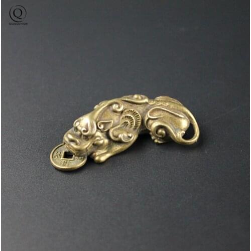 Brave Troops Keychain Accessories Pure Copper Fortune PiXiu Creative Decoration Car Key Chain Pendants Handmade Retro Keyrings