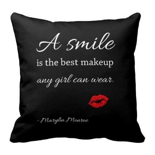 A smile is the best makeup cotton polyester soft pillow case for Home car sofa chair bedroom decorative gift