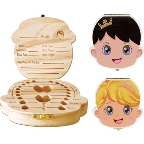 Kids Wood Teether Baby Tooth Box For Boy Gril Organizor Container Tooth Storage Baby Children Milk Teeth Save Wood Tooth Box