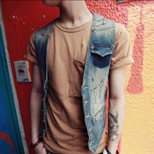 Plus Size 4XL Denim Causal Vest Slim Fit Sleeveless Jeans Jacke V Neck Vantage Vests Waistcoats Motorcycle Single Breasted Coats