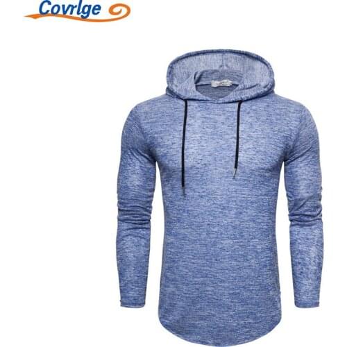 Covrlge Mens T-shirt Spring Autumn Solid Color Hooded Loose Comfortable Breathable Sporty Versatile cotton clothing MTL143