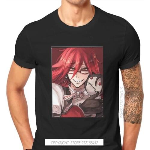 Black Butler Japanese Manga Grell Sutcliff Tshirt Harajuku Punk Mens Tshirts Tops Loose Pure Cotton O-Neck T Shirt