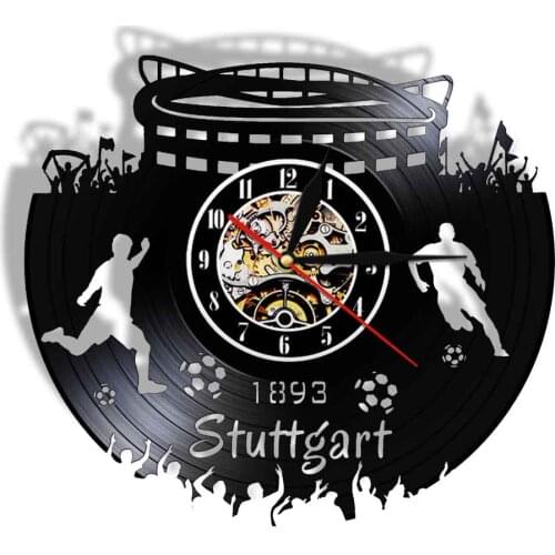 Germany Cityscape Scenery Silent Non ticking Wall Watch Deutschland Football Stadium Fan Vinyl Record Clock Traveling Gift